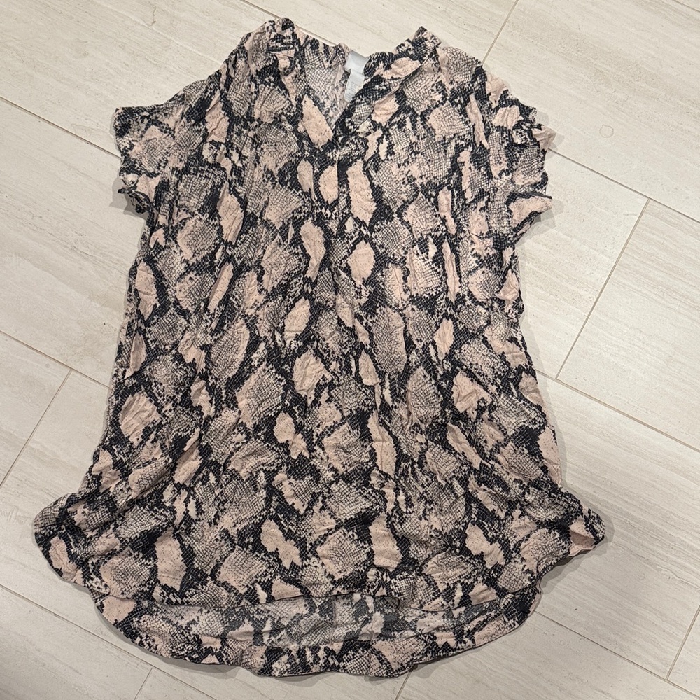 H&M‎ Black and Cream snakeskin Patterned Dress size XXL